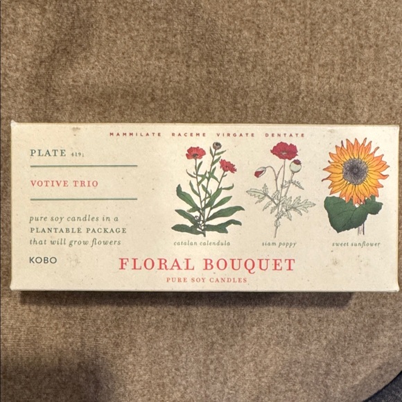 KOBO botanicals Other - Floral Bouquet Votive Trio Candle Set